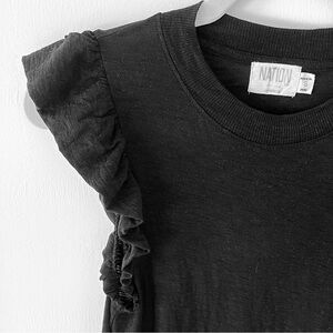 Nation LTD Charcoal Ruffle Sleeve Top